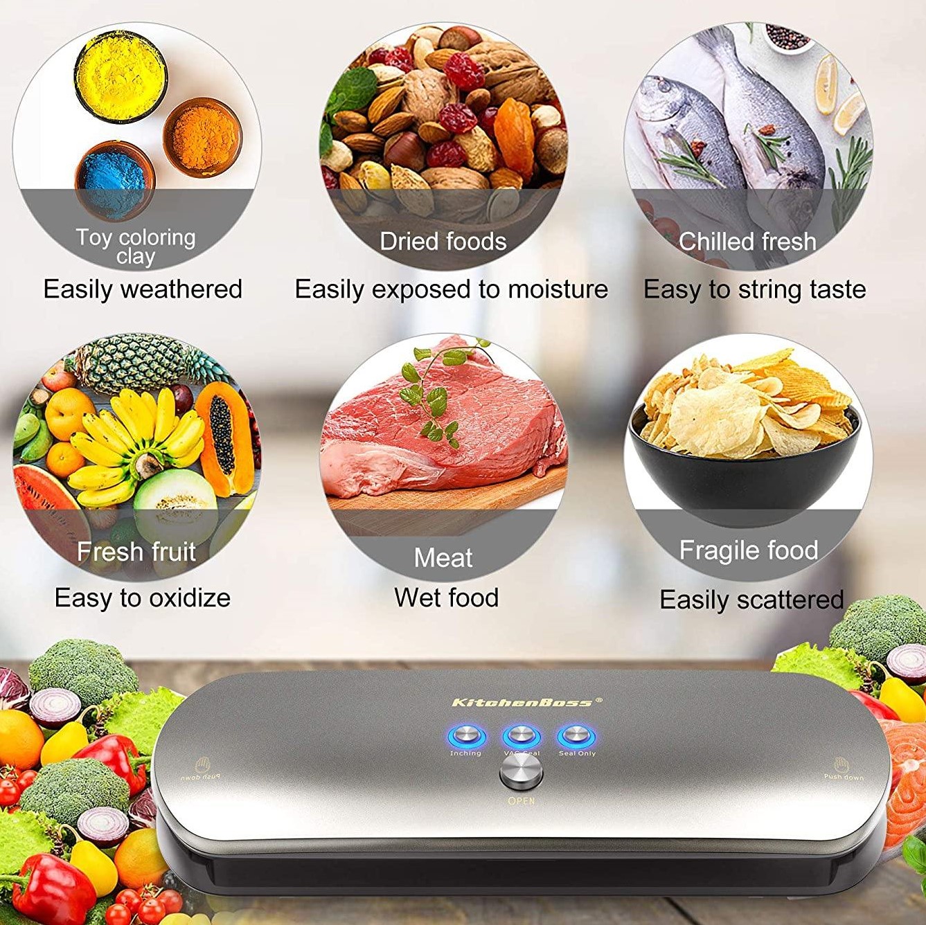 Sottovuoto per l'imballaggio di conservazione degli alimenti macchina  sottovuoto 220V per frutta e verdura carne mantenere l'imballaggio  automatico fresco - AliExpress
