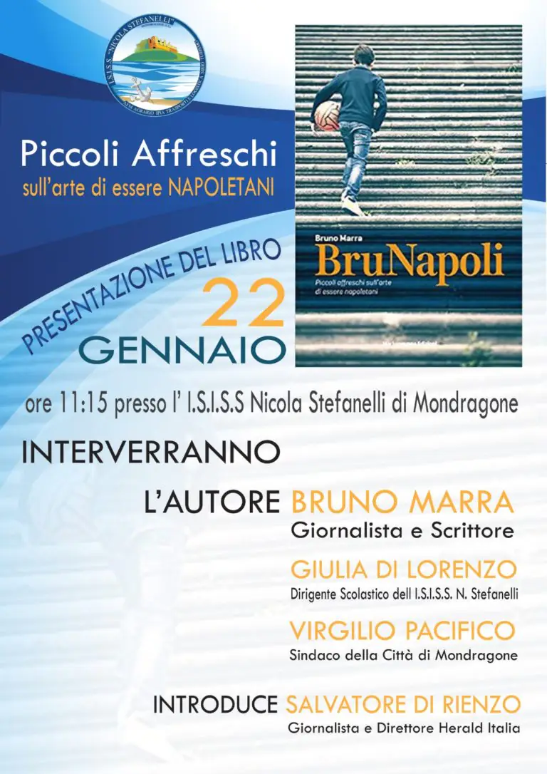 BruNapoli, il libro sulla napoletanità di Bruno Marra: domani la presentazione allo Stefanelli di Mondragone