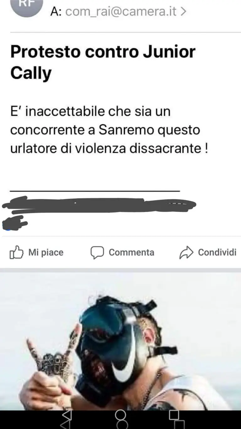 Mobilitazione per la presenza del trapper Junior Cally a Sanremo