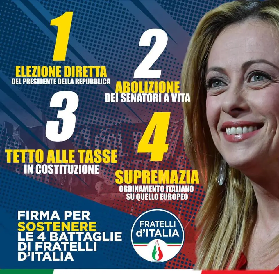 Il Circolo di Maddaloni organizza una raccolta firme per sostenere le battaglie di Fratelli d’Italia