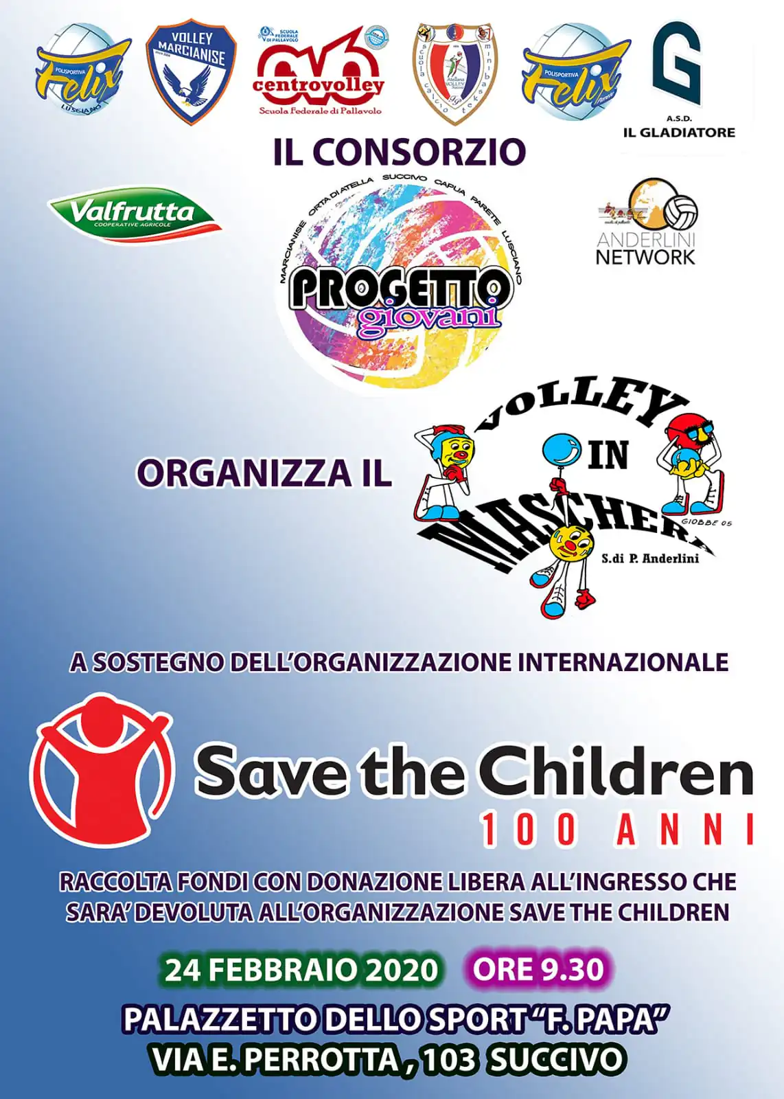Volley in Maschera, Progetto Giovani sostiene Save The Children