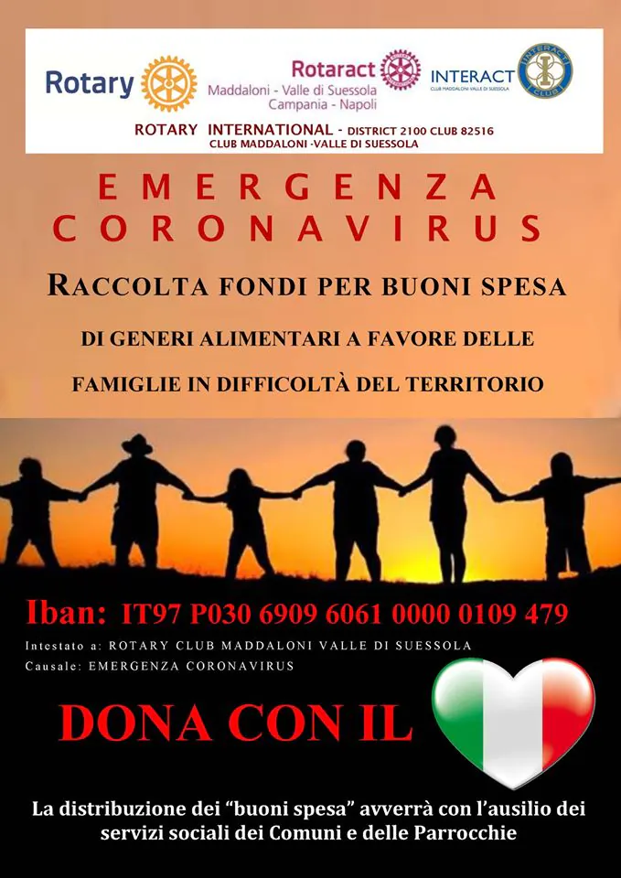 Il Rotary Club Maddaloni organizza una raccolta fondi per l’emergenza coronavirus