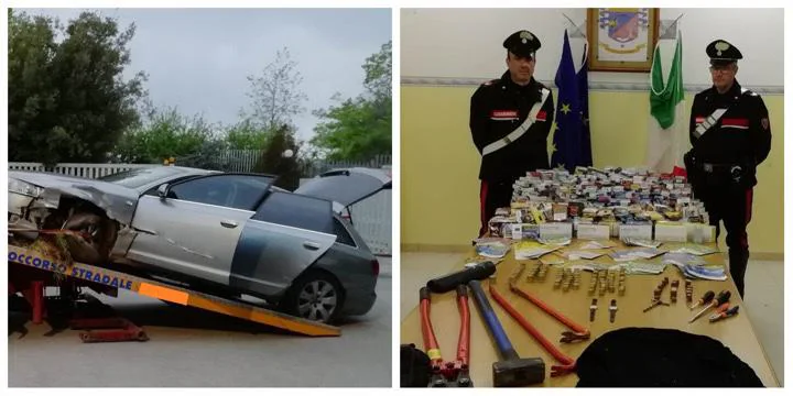 Banda dell’Audi speronata dall’Arma sulla Telesina dopo il raid al tabacchi