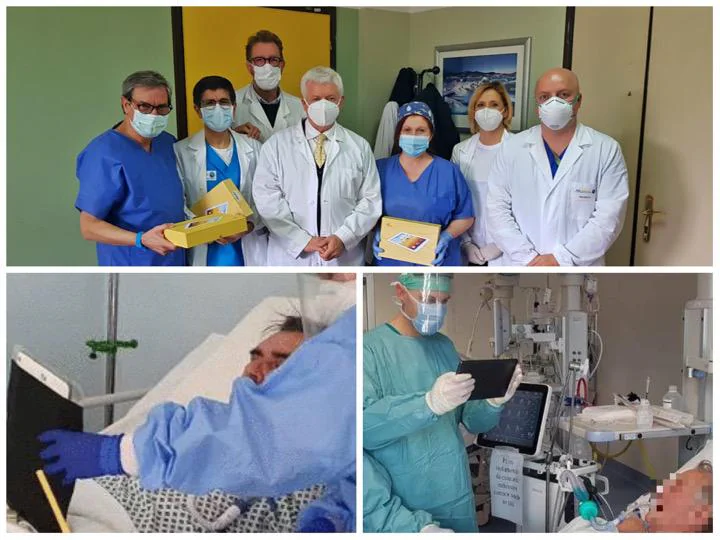 Donati tablet, guanti e detergenti all’ospedale Covid dall’associazione della vedova del carabiniere Della Ratta