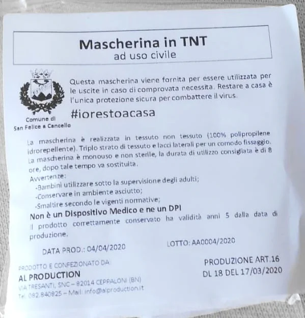Cominciata la distribuzione delle mascherine sul territorio