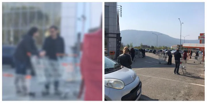 In fila al market senza mascherina: la gente si lamenta