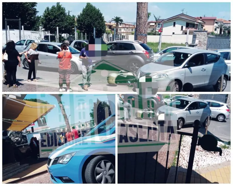Scooter contro auto: paura al confine tra Capodrise e Marcianise