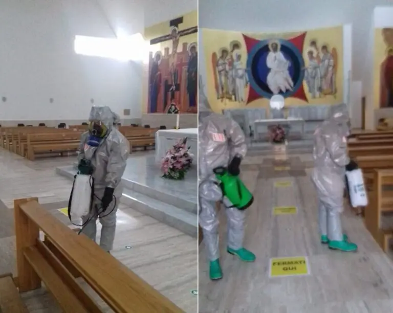 Chiese a prova di Covid: sanificazione straordinaria dei vigili del fuoco. FOTO