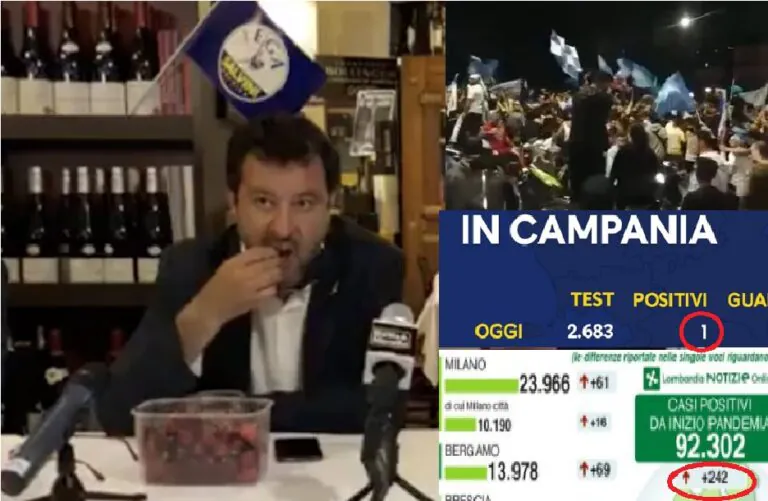 Salvini torna a fare Salvini: “Napoletani non dovevano festeggiare”. E i lombardi con 242 casi nuovi?