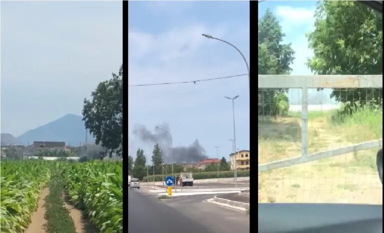 Rifiuti dati alle fiamme in campagna, fumo nero incombe su coltivazioni. VIDEO