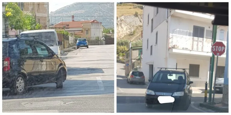 Parcheggio alla carlona in uno degli incroci più pericolosi della provincia