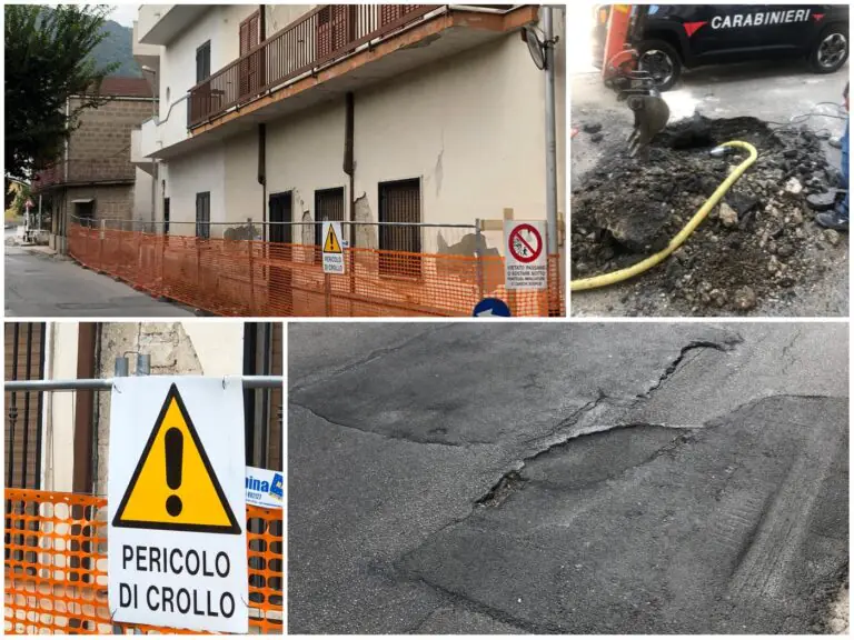 Palazzi pericolanti nella frazione: si chiede ripristino del tratto di strada sprofondato