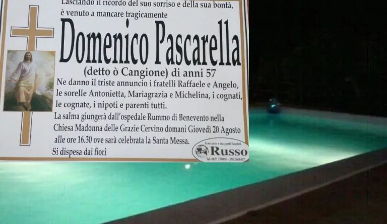 Tragedia nella notte di Ferragosto: fissato l’addio a Domenico