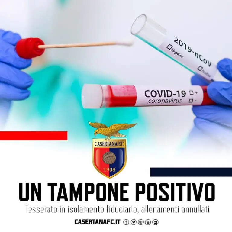Covid, un positivo nella Casertana: annullato l’allenamento della prima squadra