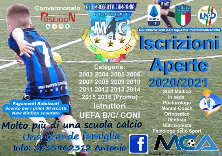 Aperte le iscrizioni alla Macerata Campania Academy