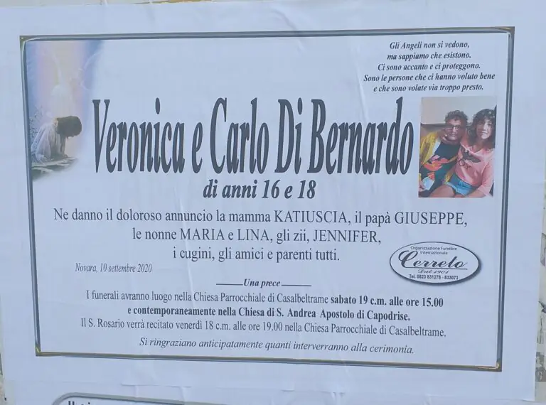 “Gli angeli non si vedono ma esistono”: doppio addio per Veronica e Carlo