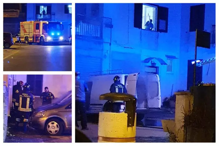 Furgone in fiamme nei pressi della chiesa