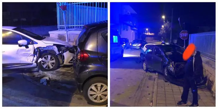 Impatto tra auto: finiscono contro muro. Ragazza ferita