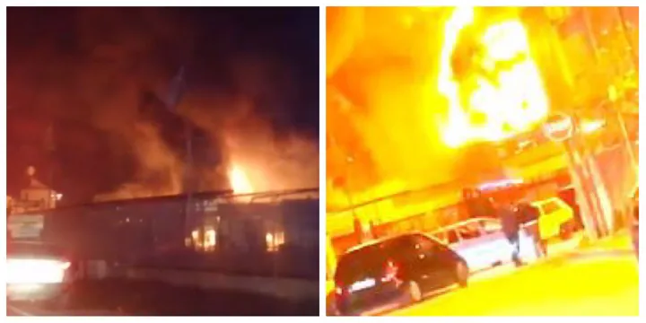 Terrificante incendio in uno store: fiamme altissime