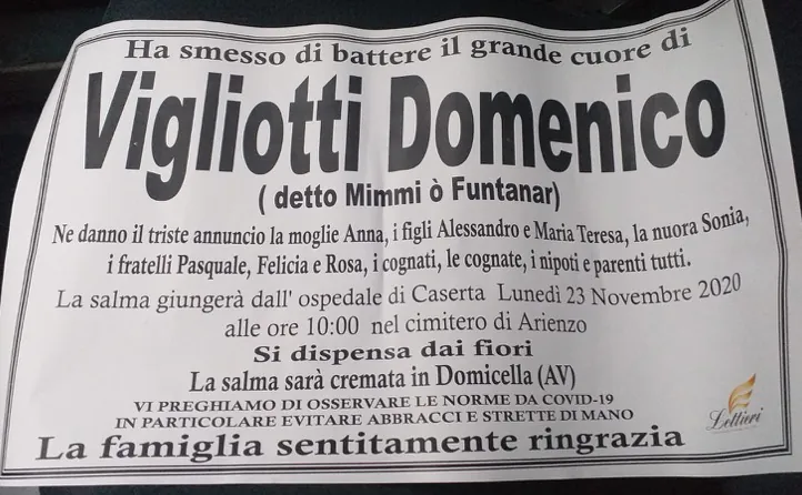 Lutto nella frazione, il Covid spegne il grande cuore di ‘o Funtanar