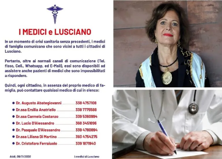 Il grande gesto dei medici luscianesi: “Assisteremo pazienti dei colleghi in difficoltà”