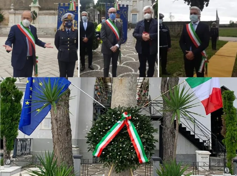 Una fascia per 4: la commemorazione dei Defunti senza sindaco ma con 3 “tricolori”