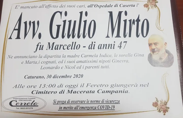 Maledetto Covid, muore avvocato casertano di 47 anni