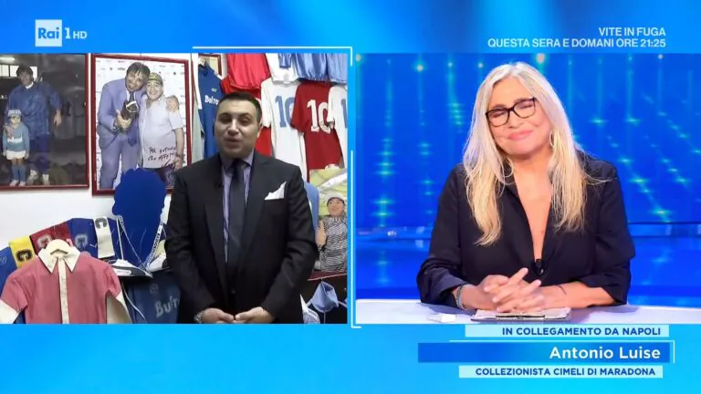 Collezionista record di Diego a Domenica In: “Dai buffetti all’amicizia con papà: una vita di ricordi”