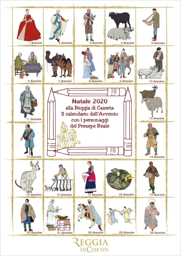 Calendario dell’Avvento con i personaggi del Presepe della Reggia di Caserta