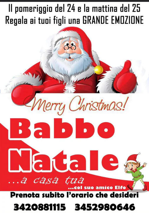 Babbo Natale e l’Elfo (con mascherine) a casa per la consegna dei regali