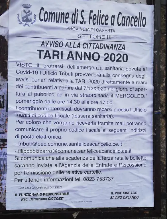 Consegna dei bollettini Tari: cittadini furiosi con l’amministrazione