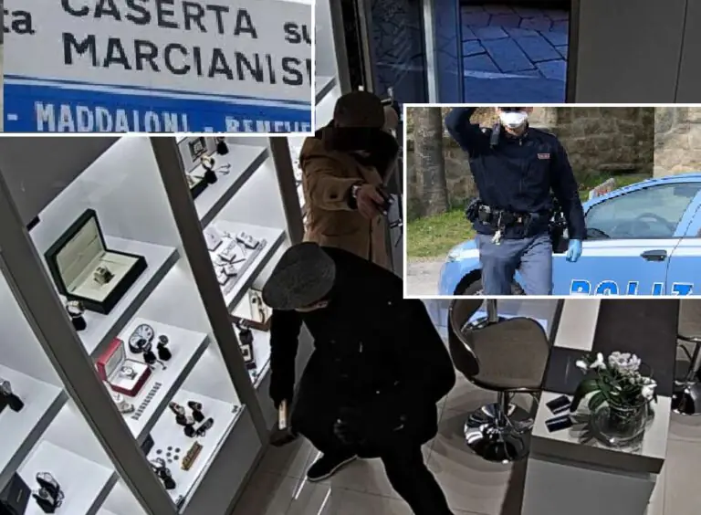 Colpo choc in gioielleria: irruzione con ariete e armi, vigilantes tenuto in ostaggio
