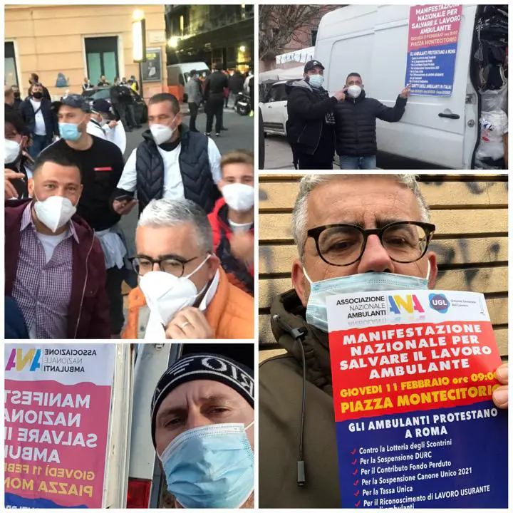 Protesta degli ambulanti a Montecitorio: presente anche la delegazione della Valle