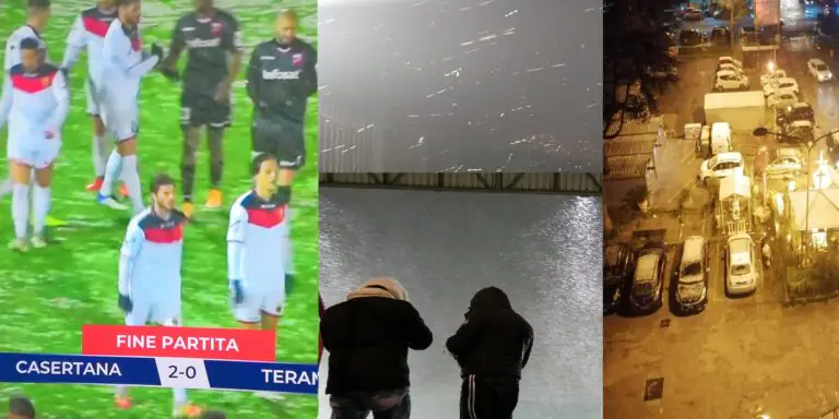 Bufera di neve sul Casertano, al “Pinto” si gioca in bianco