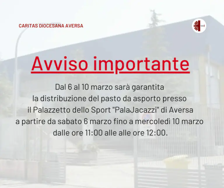 Scatta quarantena, Caritas sospende servizi per 5 giorni