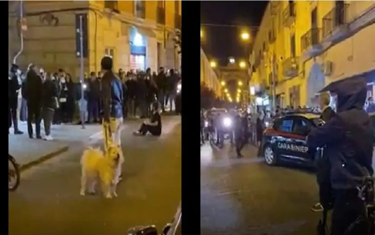 Carabinieri in pizzeria per controllo, titolare occupa strada per protesta: “Fateci lavorare”. IL VIDEO