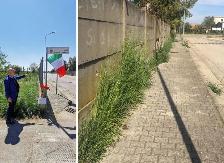 Erbacce e degrado nella strada della commemorazione