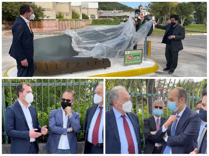 Due isole spartitraffico donate dalla ‘De Lucia SpA’: inaugurazione con Oliviero. FOTO E VIDEO