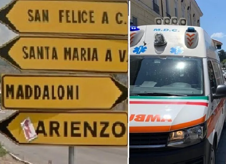 Brutto incidente nella frazione: centauro trasportato in ambulanza
