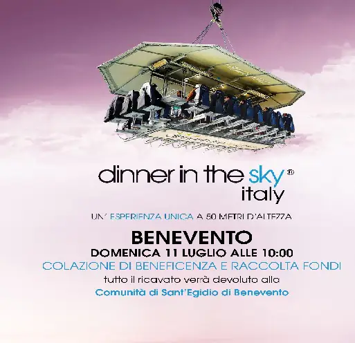 Dinner in the Sky sbarca in un’altra location ed già sold-out: 14 ore e 7 appuntamenti per beneficenza
