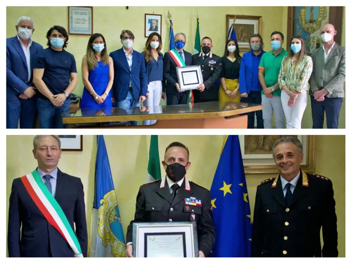 Il saluto del sindaco al comandante della stazione dell’Arma destinato ad altro incarico