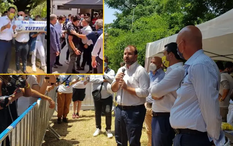 Salvini a Caserta rifiuta voti della camorra e accetta regalo di Armani da Sforza. IL VIDEO