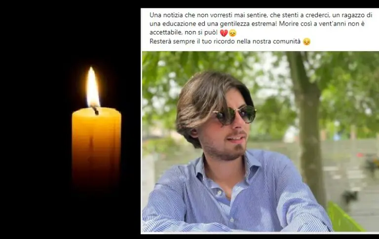Muore all’improvviso a 21 anni, comunità sconvolta: “Addio Andrea”