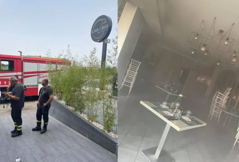 Pizzeria distrutta da incendio in pieno giorno. LE FOTO