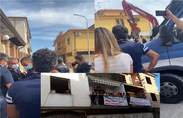 “Se la mia famiglia scende, mi ammazzo”: marito colpito da malore all’arrivo delle ruspe. DIRETTA ALL’INTERNO