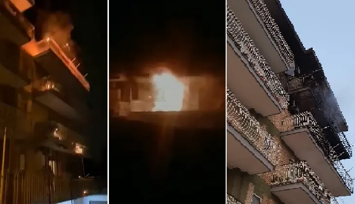 Palazzo invaso dalle fiamme, terrore nella notte. I VIDEO CHOC