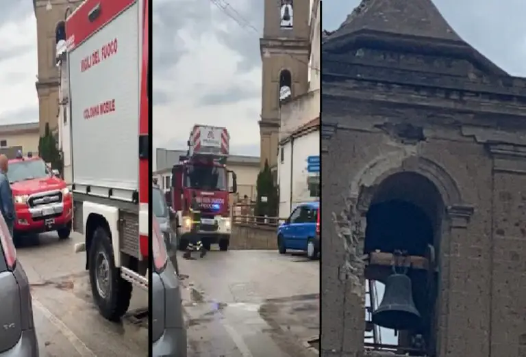 Fulmine si abbatte sul campanile della chiesa poco prima di un matrimonio. IL VIDEO