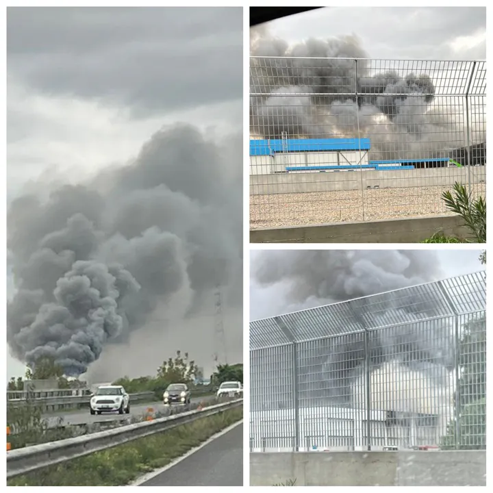 Nube nera alta in cielo: azienda casertana in fiamme