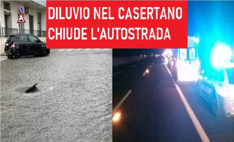 Diluvio nel Casertano, chiude pure l’Autostrada: odissea per gli automobilisti