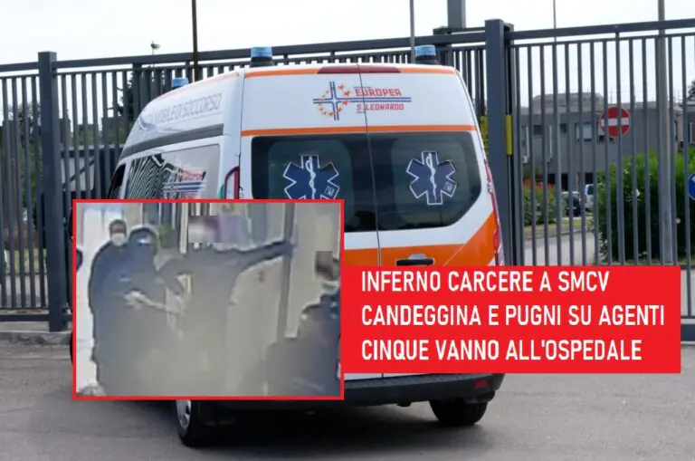 Inferno carcere, 5 agenti all’ospedale: calci e candeggina dai detenuti